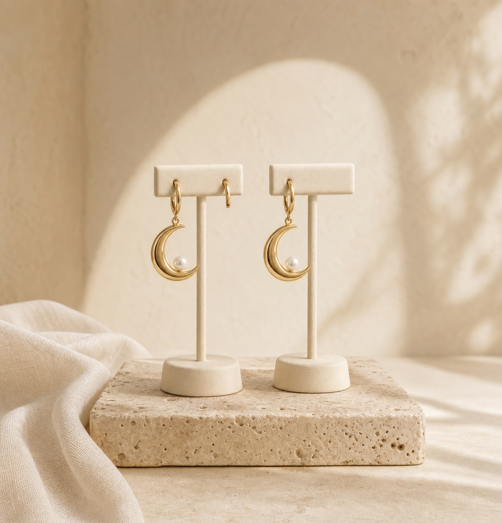 Crescent Pearl Earrings